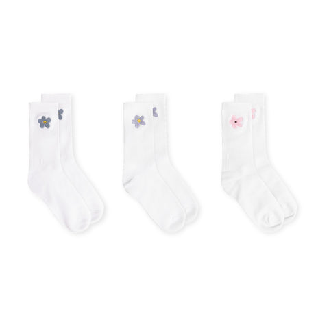 FLOWER SOCKS - WHITE (3 PACK)