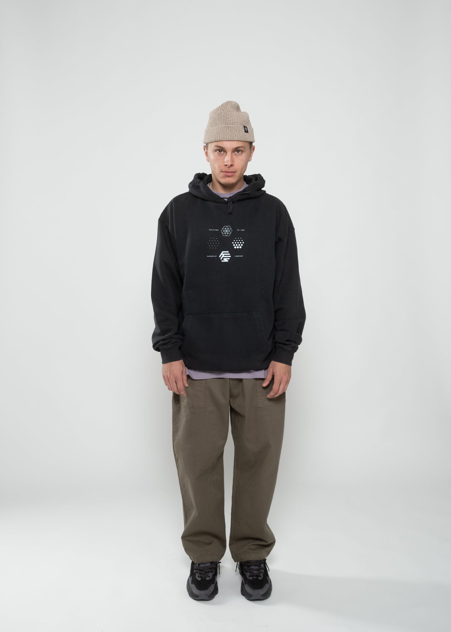 Flowers for Society point cloud hoodie vintage black front view