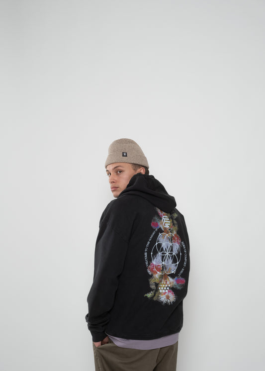 Flowers for Society point cloud hoodie vintage black side back view