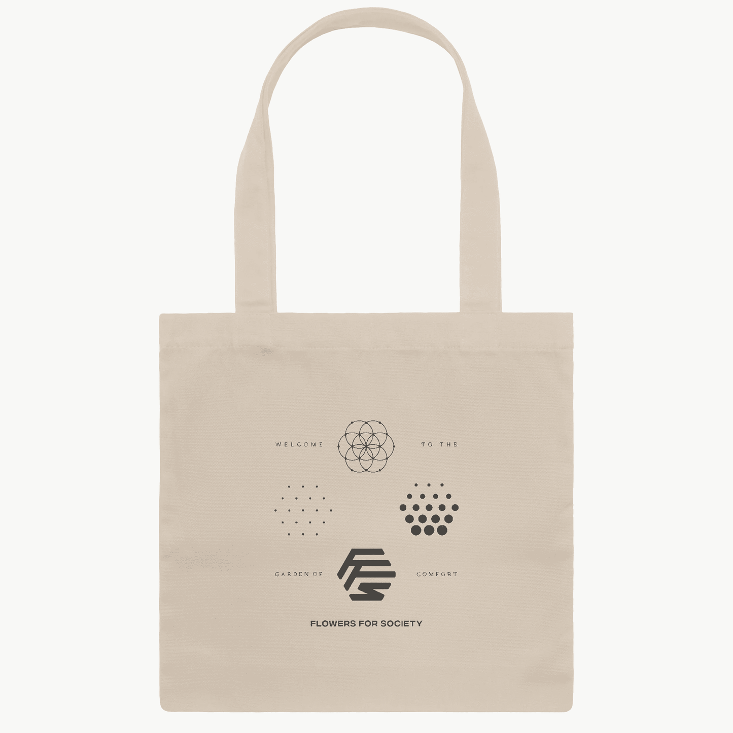 Flowers for Society OG logos jute bag nature front view white background