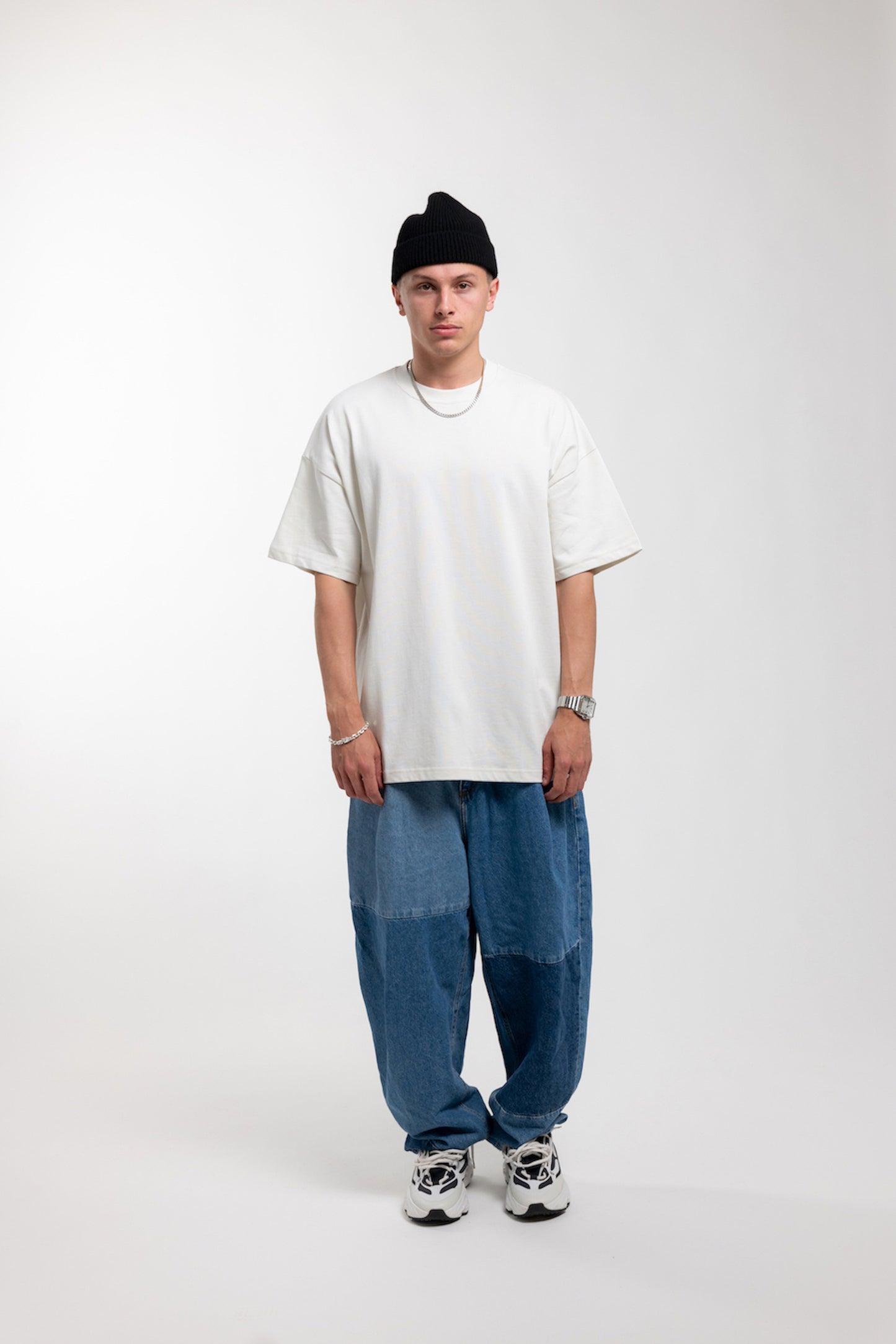 BASIC BACK PRINT T-SHIRT CREME/BLACK