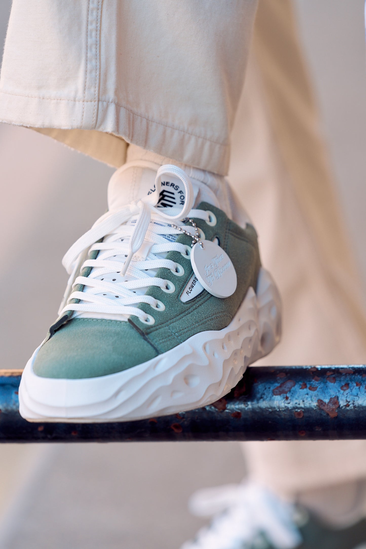 Flowers For Society Sneaker Radicle Topless green frontview worn by model