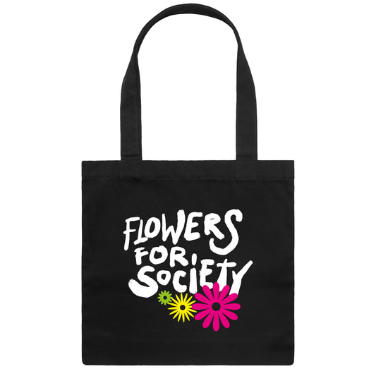 Flowers for Society flowers jute bag black front view