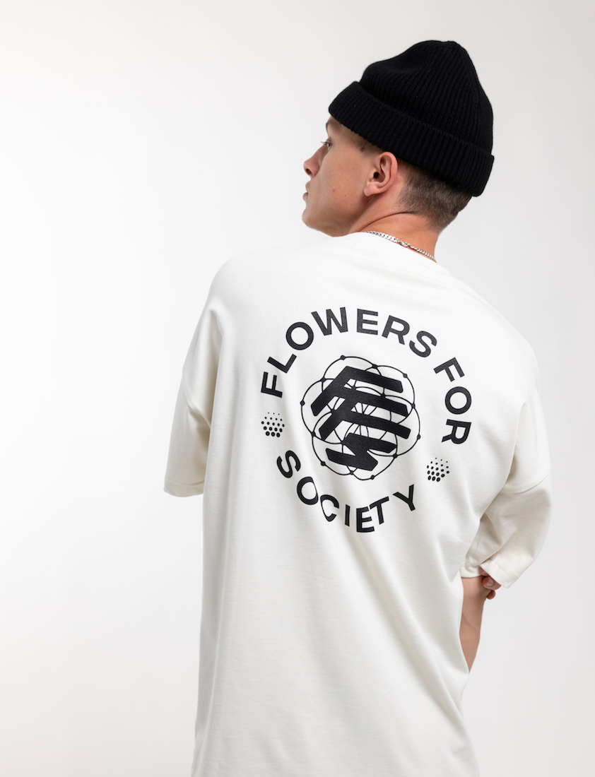 BASIC BACK PRINT T-SHIRT CREME/BLACK