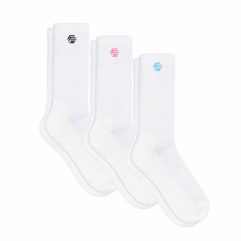 SOCKS - 3 PAIRS WHITE/ MULTICOLOR