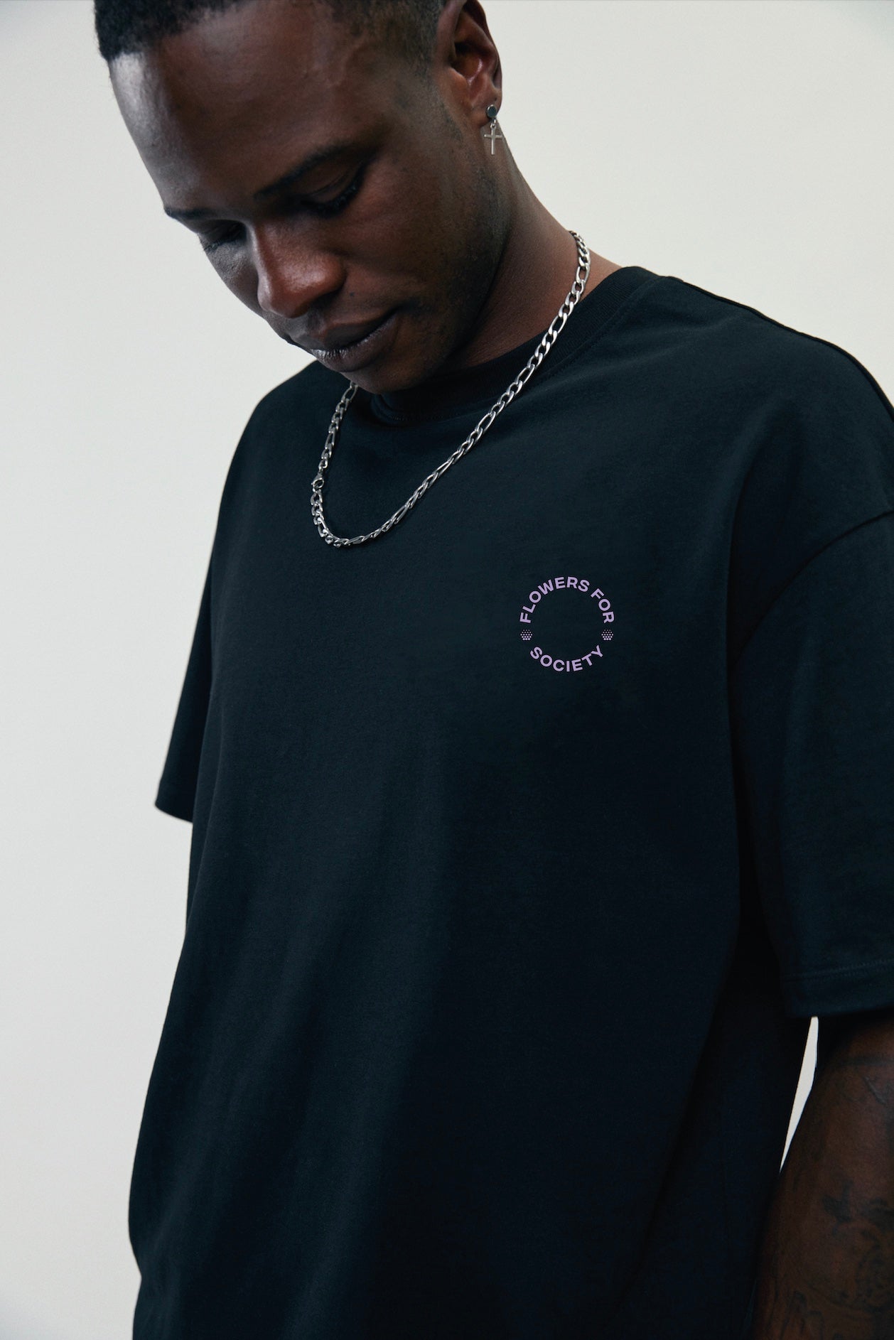 flowers for society dahlia tshirt front view black
