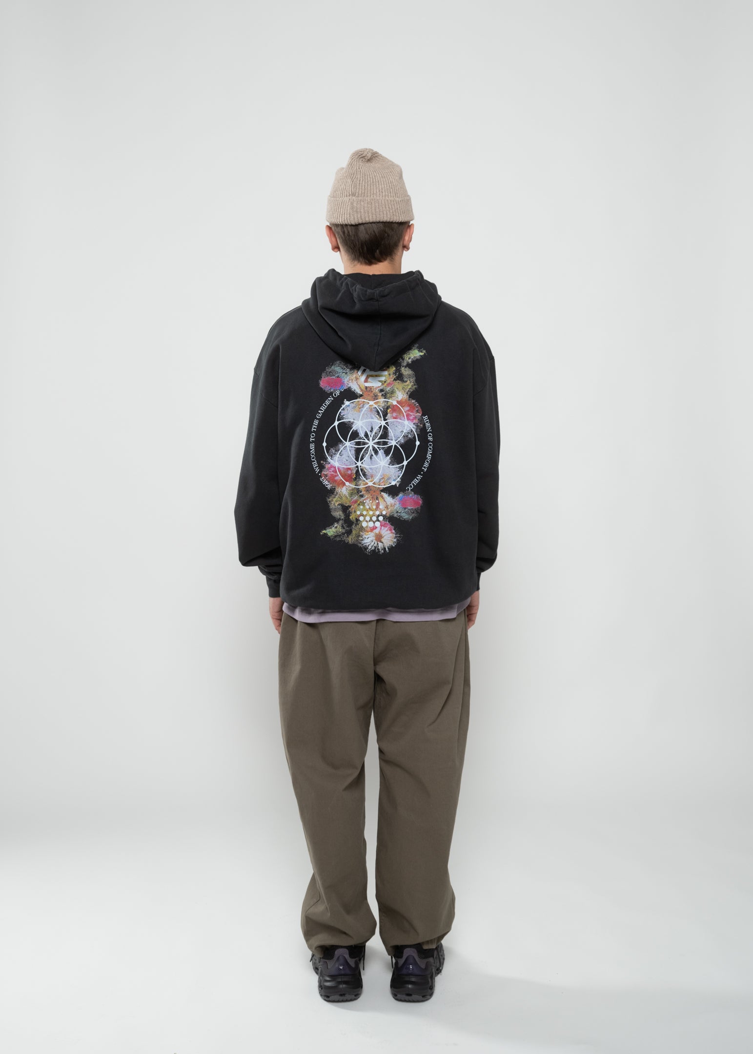 Flowers for Society point cloud hoodie vintage black back view